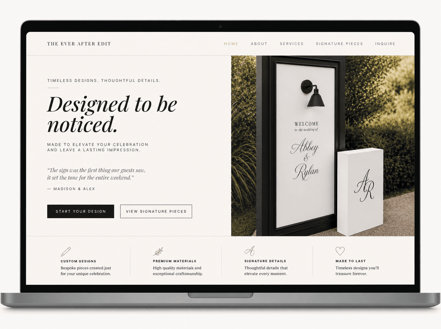 The Ever After Edit website portfolio preview