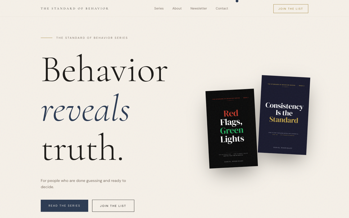 The Standard of Behavior website case study preview