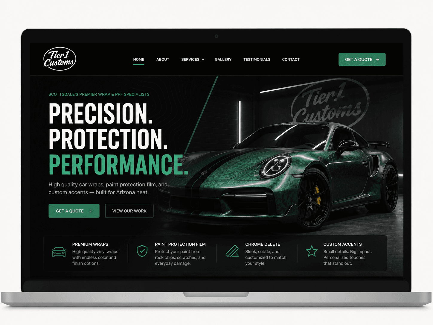Tier 1 Customs website portfolio preview